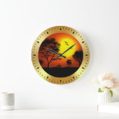 Sunset Palm Trees Silhouettes-68677 Große Wanduhr (Zuhause)