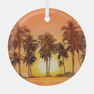 Sunset Palm Trees Sri Lanka Ornament Aus Glas