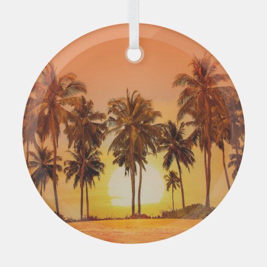 Sunset Palm Trees Sri Lanka Ornament Aus Glas (Vorderseite)