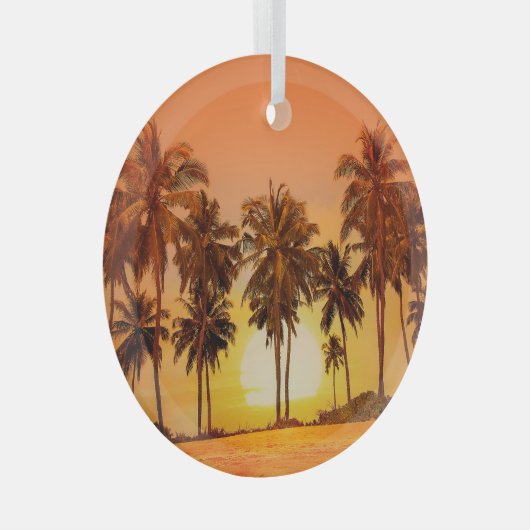 Sunset Palm Trees Sri Lanka Ornament Aus Glas (Vorderseite Rechts)