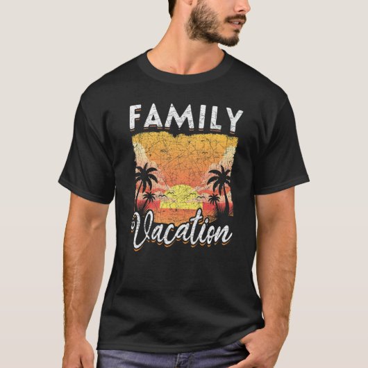 Sunset Palm Trees Tropical Summer Vacacation Famil T-Shirt (Vorderseite)