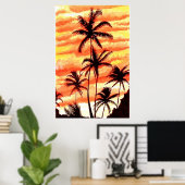 Sunset Palms Print Poster (Heimbüro)