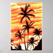 Sunset Palms Print Poster (Vorne)