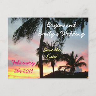 Sunset Palms Save the Date Postkarte