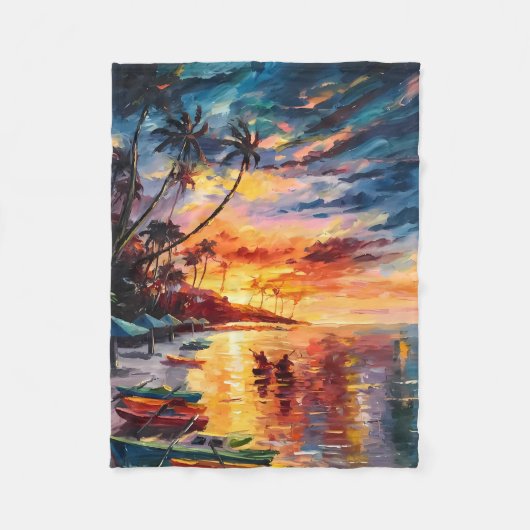 Sunset Paradise Glow Fleecedecke (Vorderseite)