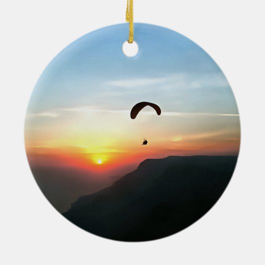 Sunset Paraglide Wanderlust Extreme Sportart Keramikornament (Hinten)