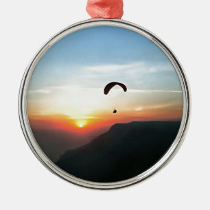 Sunset Paraglide Wanderlust Extreme Sportart Ornament Aus Metall