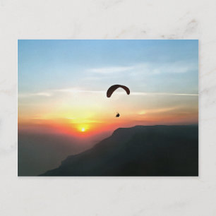 Sunset Paraglide Wanderlust Extreme Sportart Postkarte