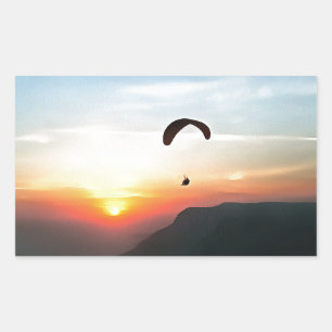 Sunset Paraglide Wanderlust Extreme Sportart Rechteckiger Aufkleber