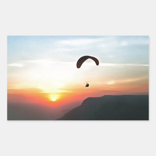 Sunset Paraglide Wanderlust Extreme Sportart Rechteckiger Aufkleber (Vorderseite)