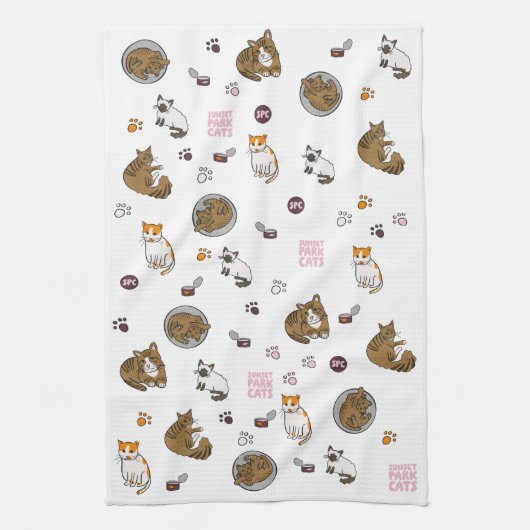 Sunset Park Cats | Kitchen Towel | Tea Towel  Geschirrtuch (Vertikal)