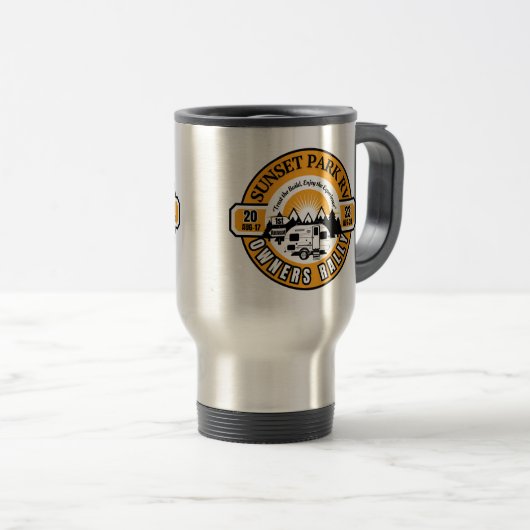 Sunset Park RV Eigentümer Kundgebung Travel Mug Reisebecher (VorderseiteRechts)