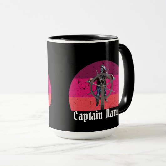 Sunset Party Pirate Skeleton Captain Tasse (VorderseiteRechts)