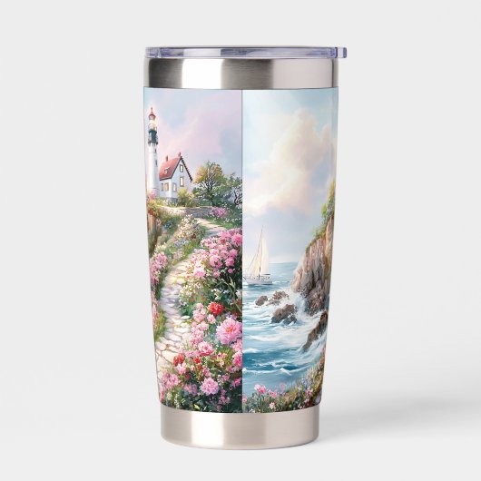 Sunset Path to the Lighthouse – Coastal Garden  Thermobecher (Links)