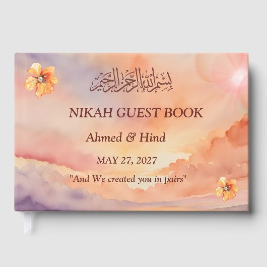 Sunset Pearl Bismillah Islamische Nikah-Gästebuch Gästebuch (Vorderseite)
