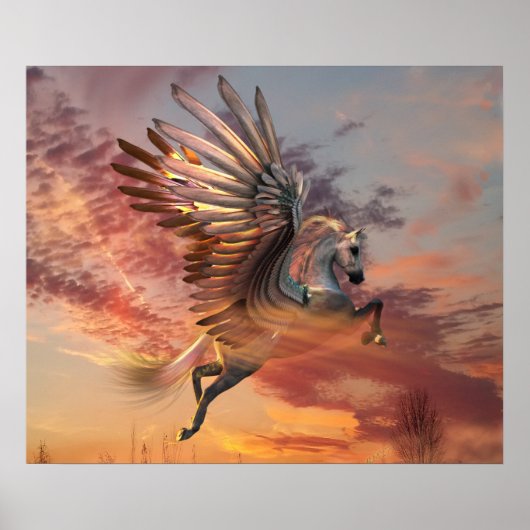 Sunset Pegasus 24"x20" Value Poster , Optionen zur (Vorne)