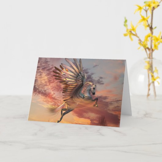 Sunset Pegasus Card 5" x 7" Std., Umschlag inkl. Karte (Gelbe Blume)