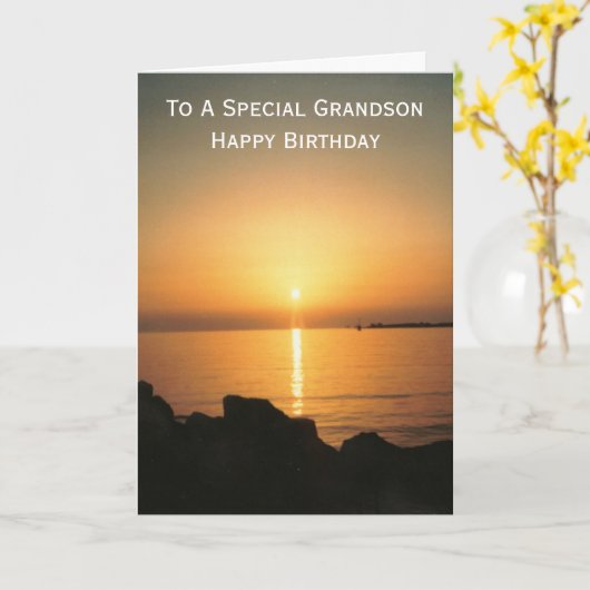 Sunset Personalisiert Grandson Geburtstag Karte (Gelbe Blume)