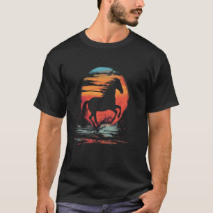 Sunset Pferdeliebhaber Classic Damen Reitsport Pfe T-Shirt