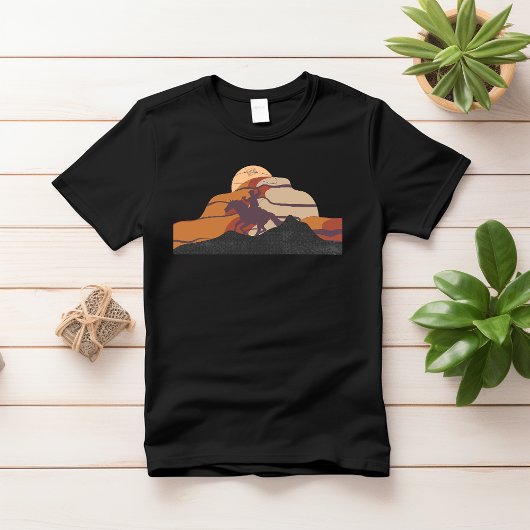 Sunset Pferdereiten Cowboy T-Shirt