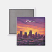 Sunset Phoenix Skyline Arizona Magnet (Vorderseite/Rückseite)