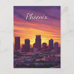 Sunset Phoenix Skyline Arizona Postkarte