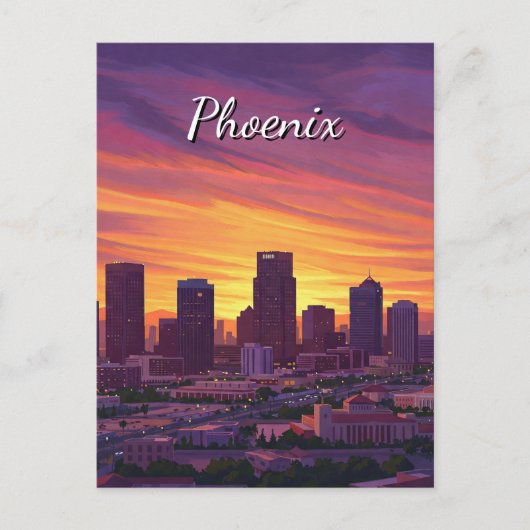 Sunset Phoenix Skyline Arizona Postkarte (Vorderseite)