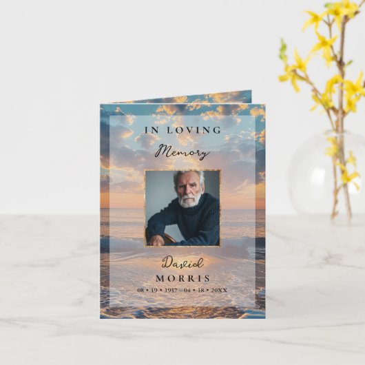 Sunset Photo Memorial Funeral Program Template Karte (Gelbe Blume)