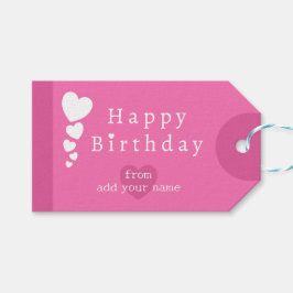 Sunset Pink Birthday Hearts Gift Tags Geschenkanhänger