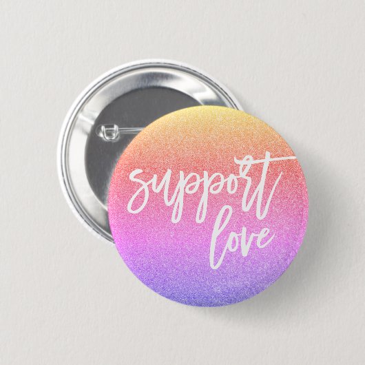 Sunset Pink Glitter Quote Love Gay Pride Button (Vorne & Hinten)