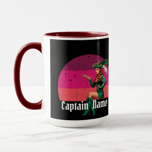 Sunset Pink Green Lady Pirate Tasse (Links)