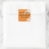 Sunset Plam Trees Wedding speichern das Datum Quadratischer Aufkleber (Tasche)