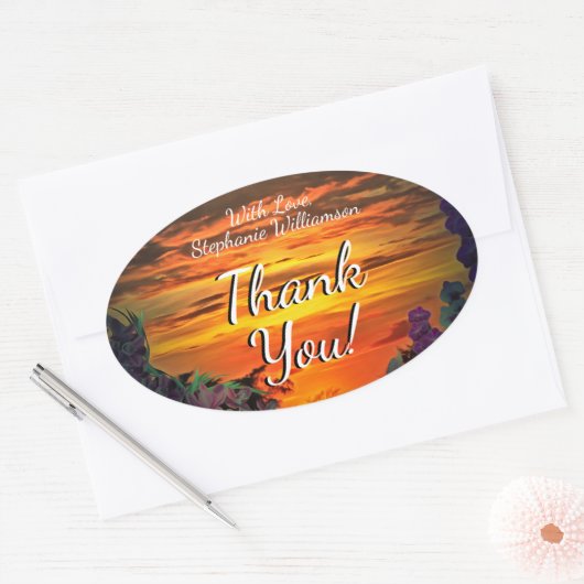 Sunset Plaza Marina 2584 Ovaler Aufkleber (Umschlag)