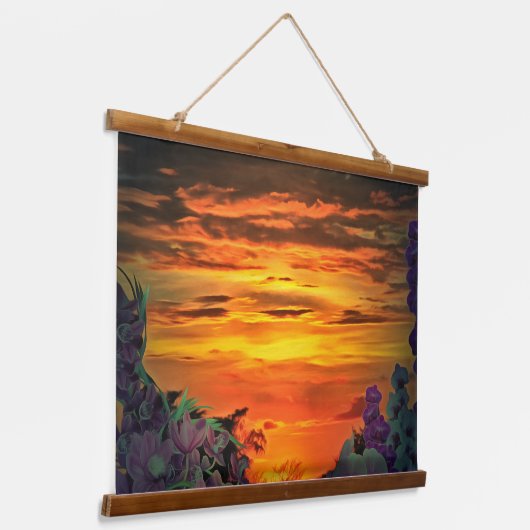 Sunset Plaza Marina 2584 Wandteppich Mit Holzrahmen (Gewinkelt)