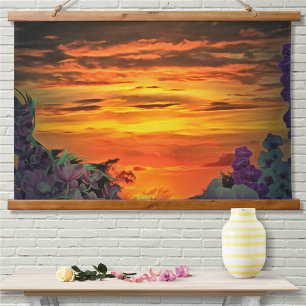 Sunset Plaza Marina 2584 Wandteppich Mit Holzrahmen