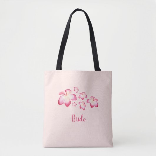 Sunset Plumeria Pink Watercolor Bridal Tasche (Vorderseite)