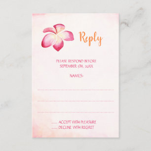 Sunset Plumeria Wedding Repair Cards RSVP Karte