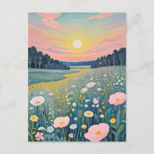 Sunset Poppies Feiertagspostkarte