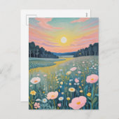 Sunset Poppies Feiertagspostkarte (Vorne/Hinten)
