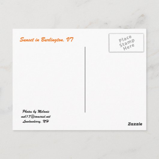 Sunset Postcard Postkarte (Rückseite)