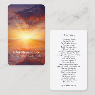 Sunset Prayer Card - ich bin kostenlos Visitenkarte