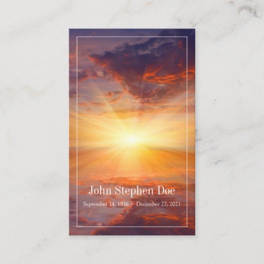 Sunset Prayer Card - ich bin kostenlos Visitenkarte (Vorderseite)