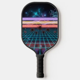 Sunset Racer Neon Stripes Retro Speed Pickleball Schläger