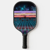 Sunset Racer Neon Stripes Retro Speed  Pickleball Schläger (Rückseite)
