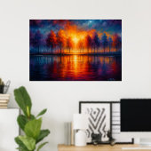 Sunset Reflections Over Autumn Lake Poster (Heimbüro)