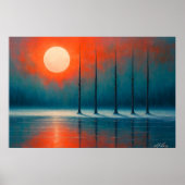 Sunset Reflections with Bare Trees Poster (Vorne)