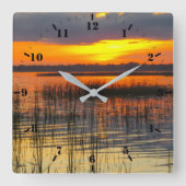 Sunset Reflektion Quadratische Wanduhr (Vorderseite)