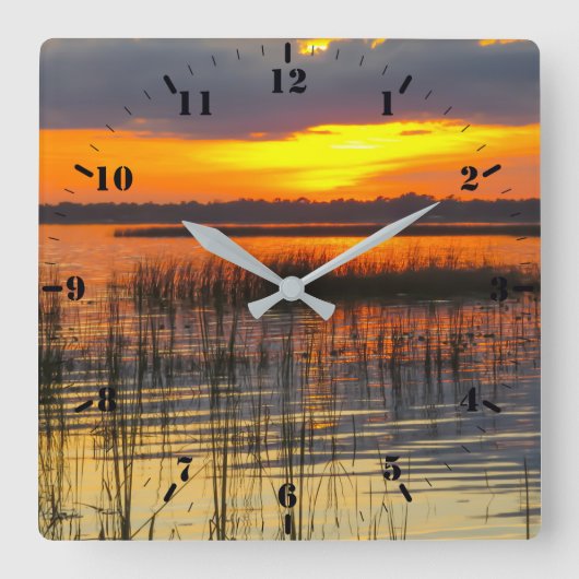 Sunset Reflektion Quadratische Wanduhr (Vorderseite)