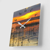 Sunset Reflektion Quadratische Wanduhr (Winkel)