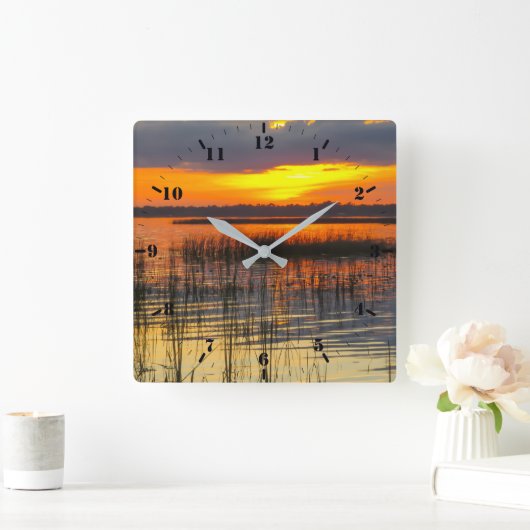 Sunset Reflektion Quadratische Wanduhr (Zuhause)